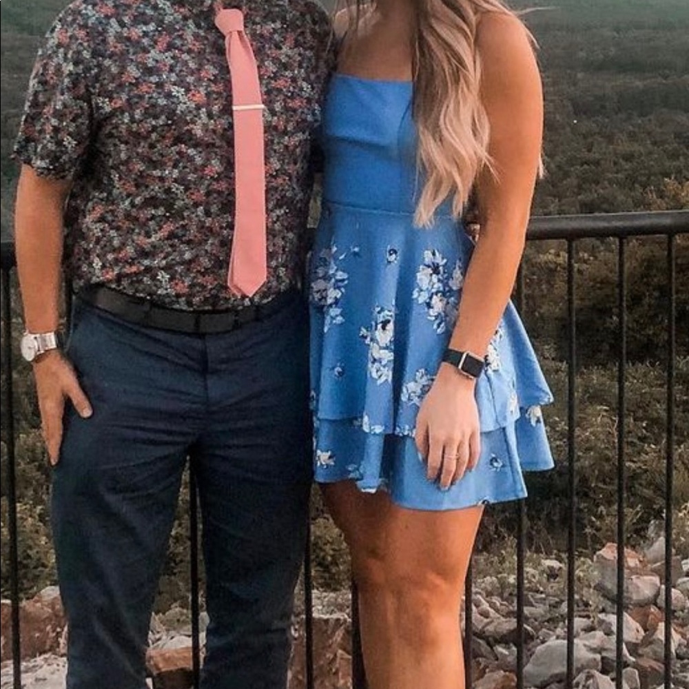 francesca’s blue floral dress
